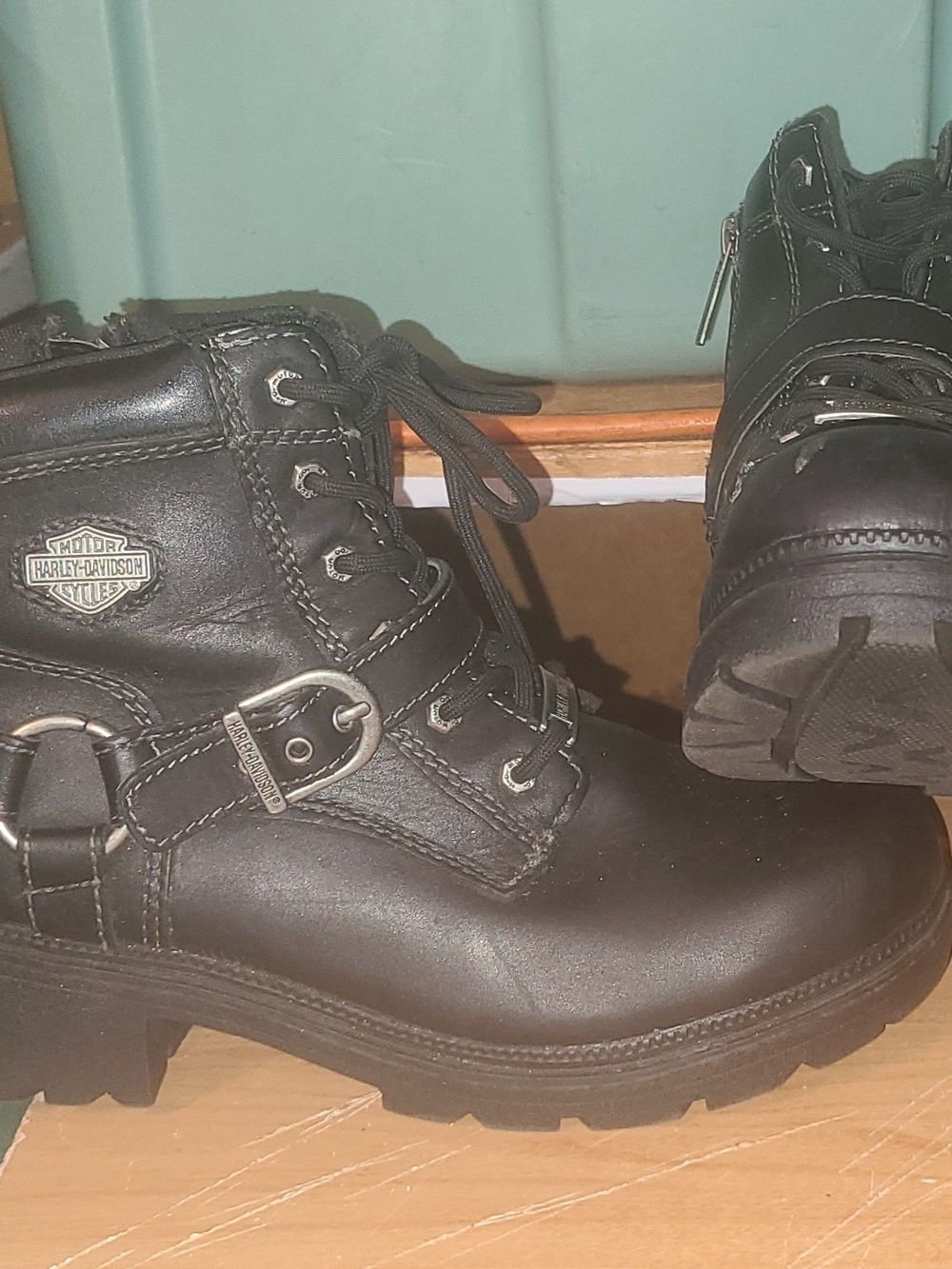 Harley-Davidson Women's Tegan Black Leather Lace Up Biker Boots Size 8.5M - Picture 6 of 8